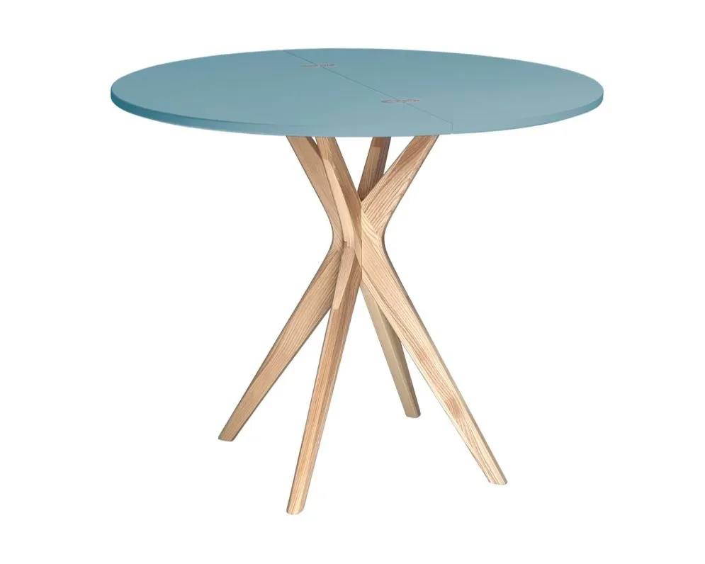 Stół półokrągły CUTTI 90x90 rozkładany niebieski/dąb I sklep meblowy MIRAT. styl PASTELE