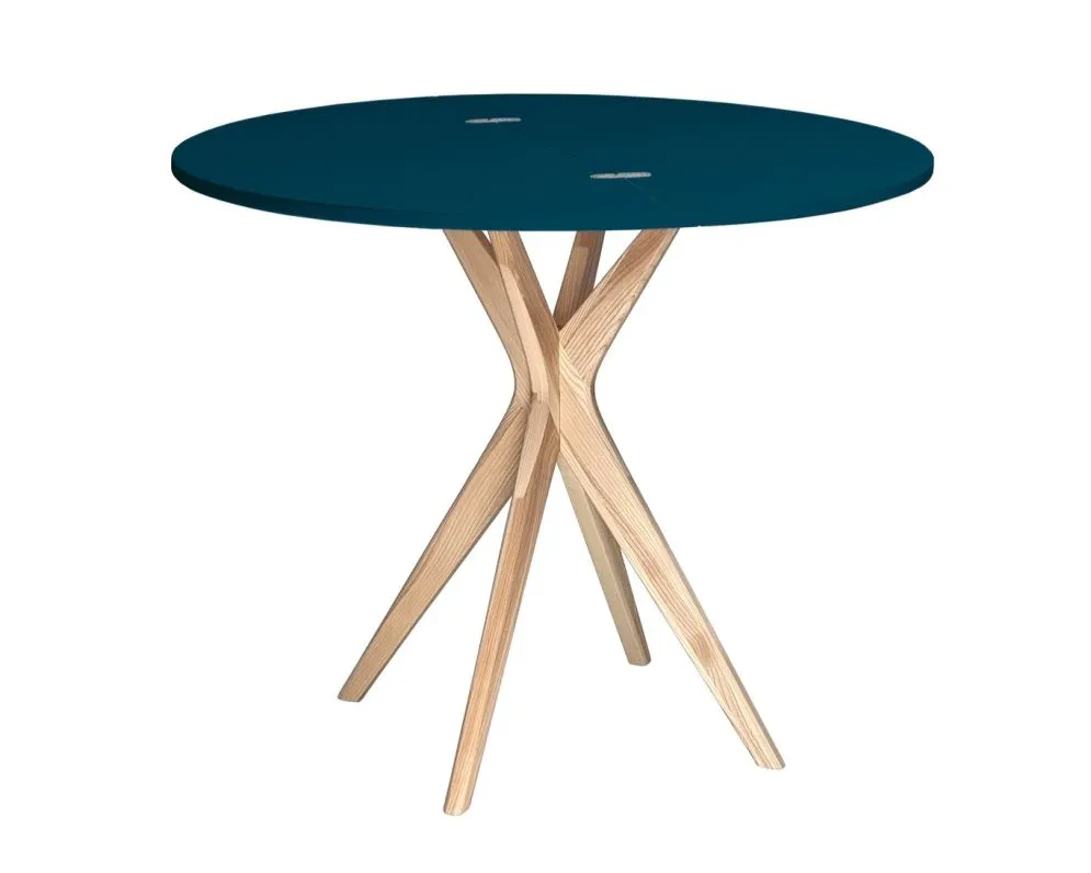 Stół półokrągły CUTTI 90x90 rozkładany petrol blue/dąb I sklep meblowy MIRAT. styl PASTELE