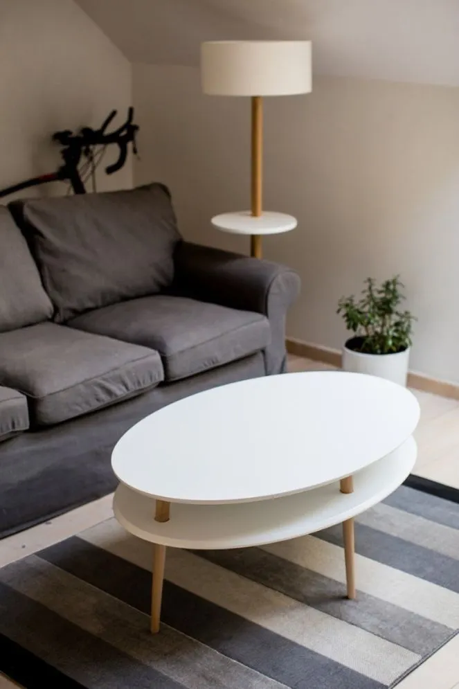 Ława owalna OVO HIGH biała w stylu skandynawskim | MIRAT. styl SKANDYNAWSKI