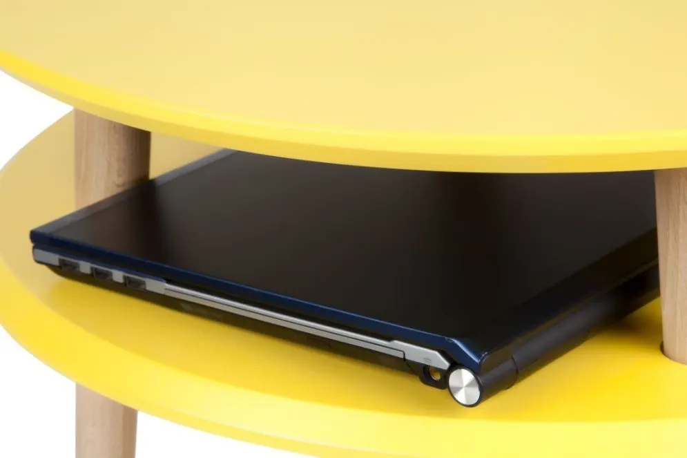 Stolik kawowy UFO Low żółty okrągły | MIRAT.