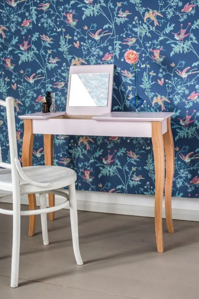 Toaletka z lustrem LILLO 85 cm różowa do sypialni | MIRAT. styl SKANDYNAWSKI