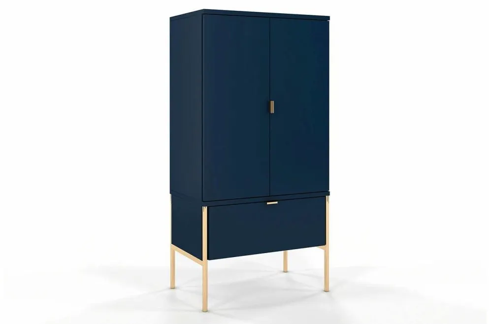 Komoda POLKA granatowa wysoka z szufladą | MIRAT. styl GLAMOUR kolekcja POLKA