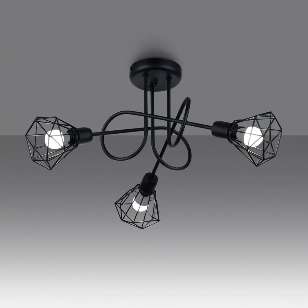 Żyrandol ARTEMIS 3S czarny geometryczny koszyk | sklep MIRAT  kolekcja artemis