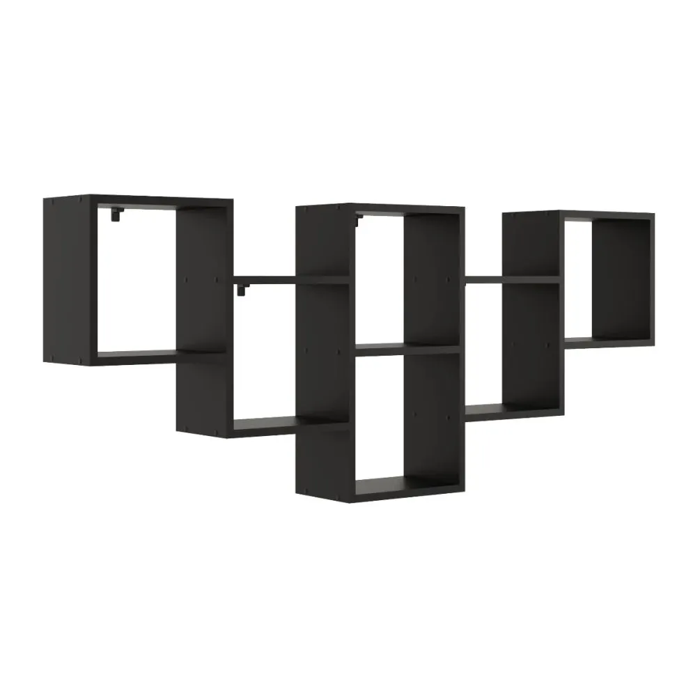 Nowoczesna półka ALESIA 9 czarna wisząca | MIRAT. styl LOFT