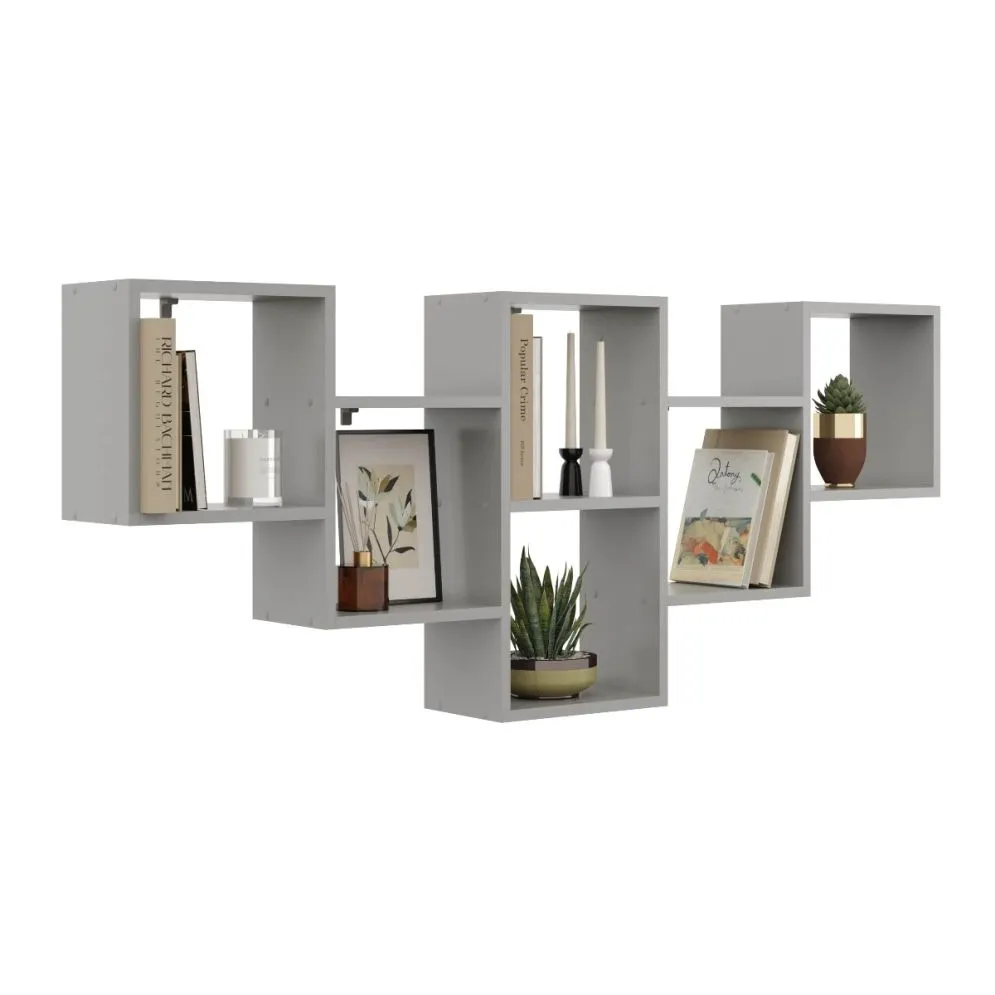 Półka ALESIA 9 szara wisząca do salonu | MIRAT. styl LOFT