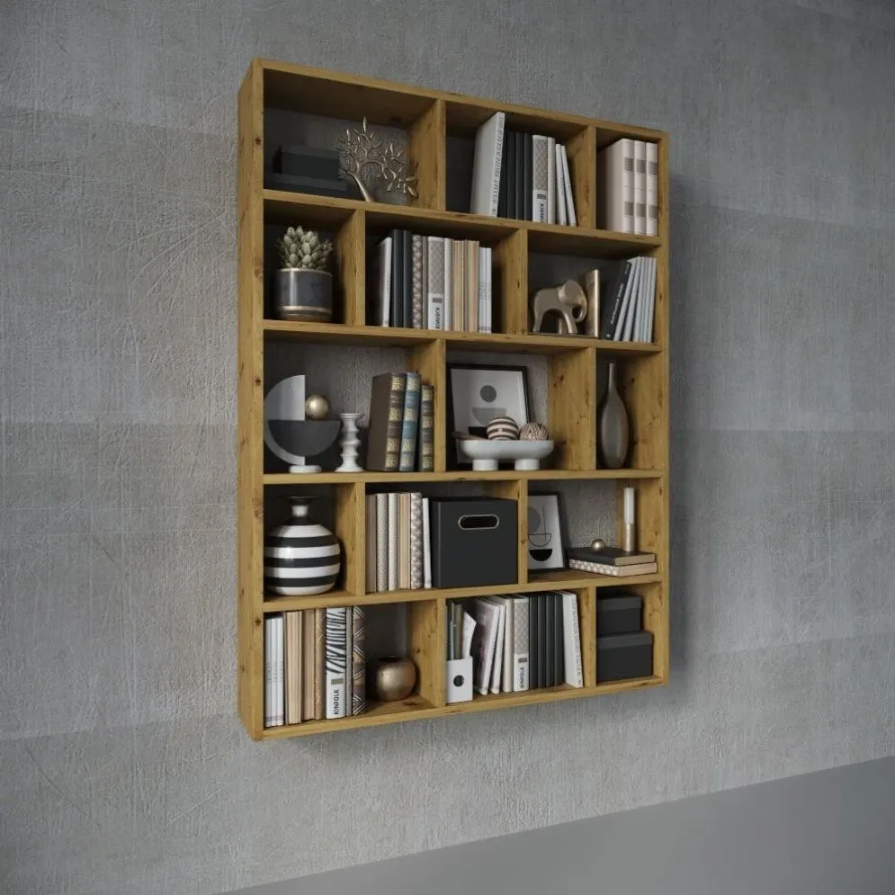 Półka FIOR dąb artisan wisząca na książki i dekoracje | MIRAT. styl SKANDYNAWSKI