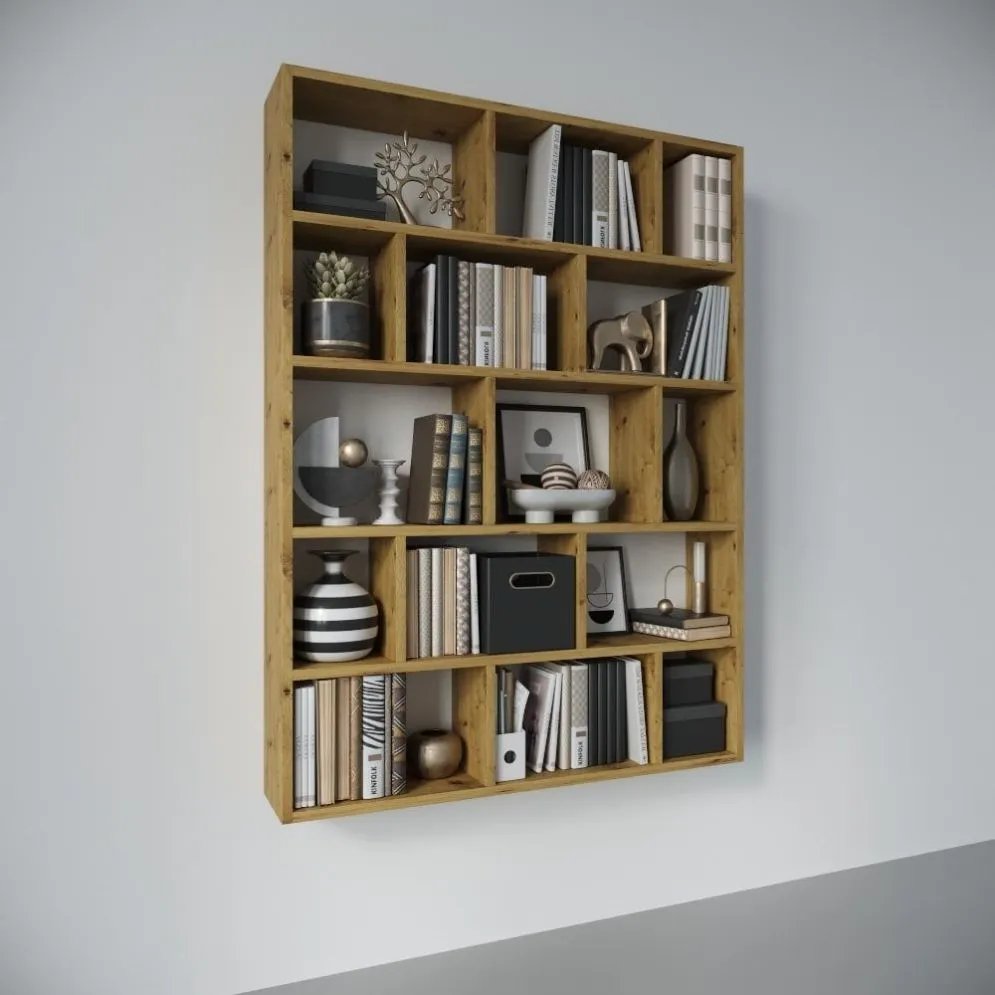 Półka FIOR dąb artisan wisząca na książki i dekoracje | MIRAT. styl SKANDYNAWSKI