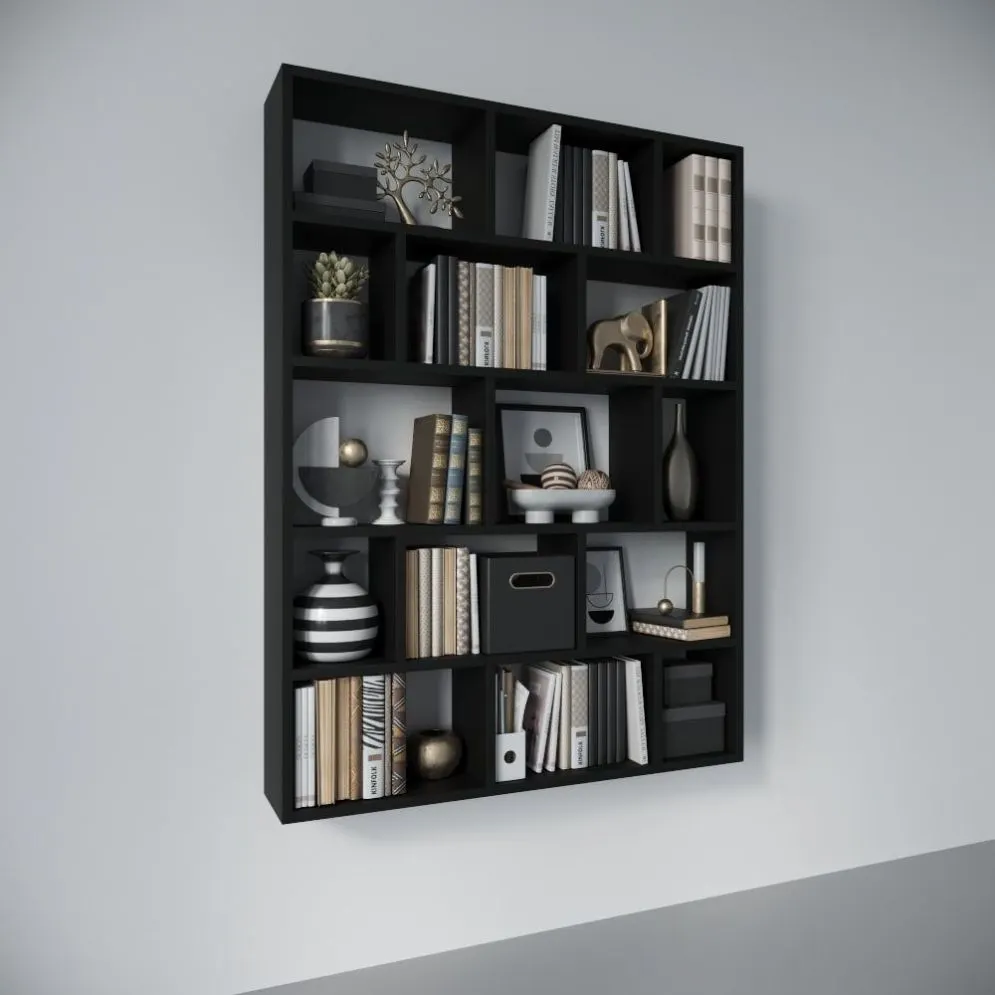Półka FIOR czarna wisząca na książki i dekoracje | MIRAT. styl SKANDYNAWSKI