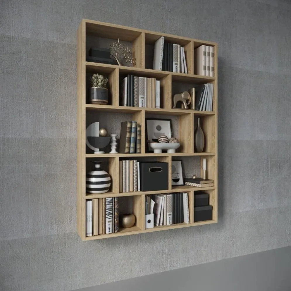 Półka FIOR dąb sonoma wisząca na książki i dekoracje | MIRAT. styl SKANDYNAWSKI