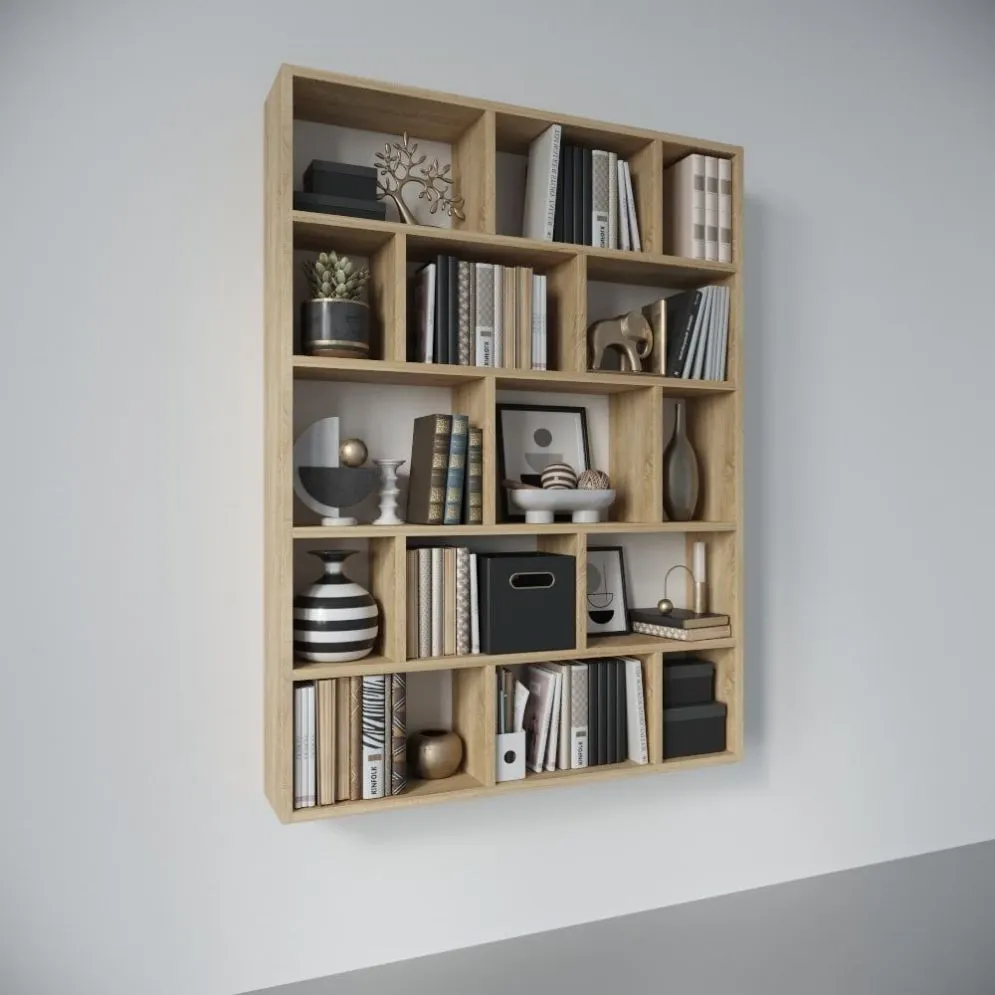 Półka FIOR dąb sonoma wisząca na książki i dekoracje | MIRAT. styl SKANDYNAWSKI