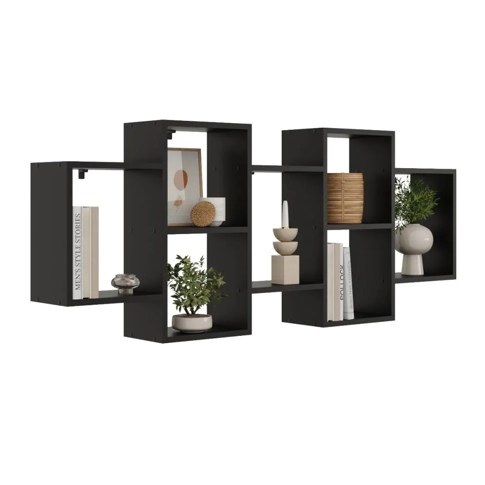 Nowoczesna półka ALESIA 4 czarna wisząca | MIRAT. w stylu LOFT kolekcja