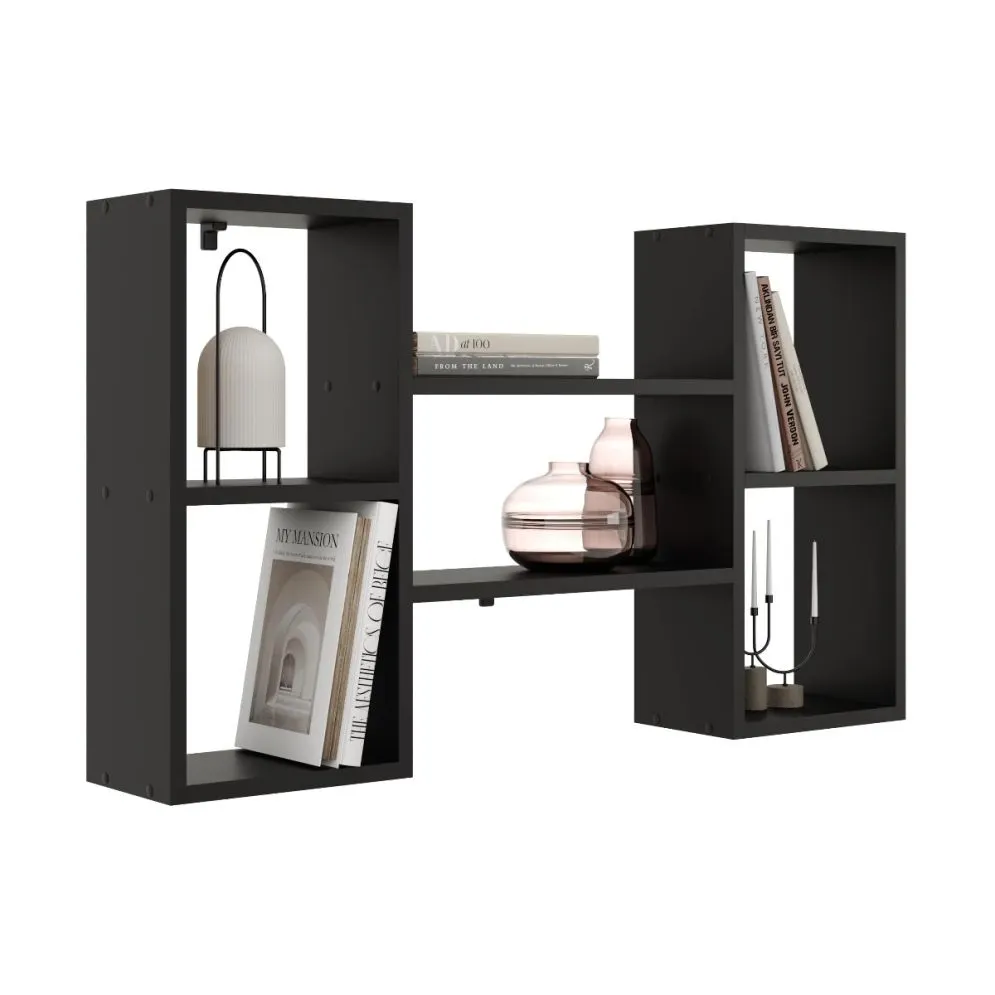 Nowoczesna półka ALESIA 6 czarna wisząca | MIRAT. styl LOFT