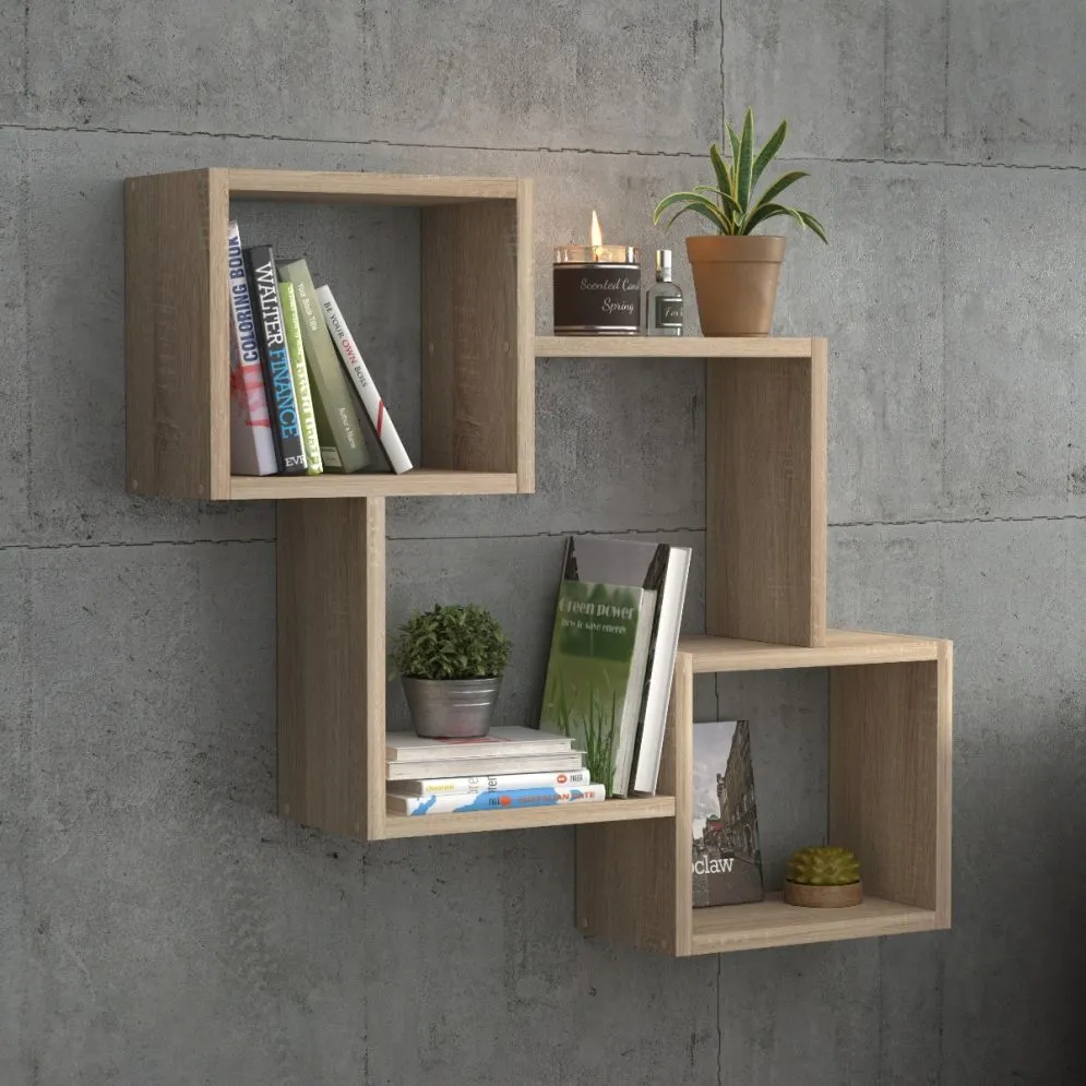 Półka ALESIA 1 dąb sonoma wisząca do salonu | MIRAT. w stylu LOFT kolekcja