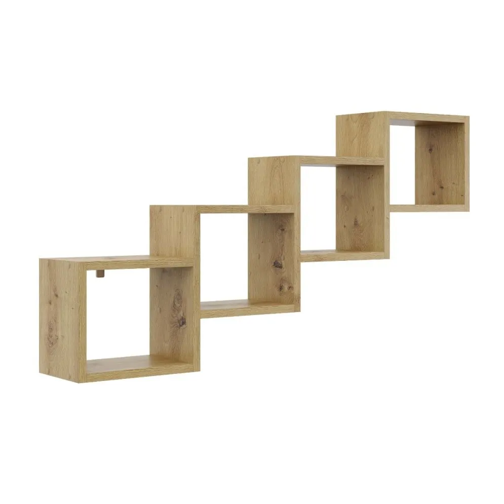 Półka ALESIA 3 dąb artisan wisząca czteropoziomowa | MIRAT. w stylu LOFT kolekcja