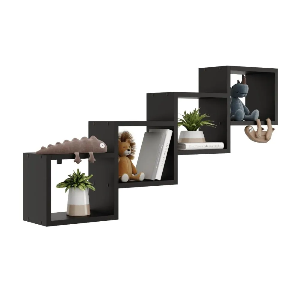 Nowoczesna półka ALESIA 3 czarna wisząca | MIRAT. w stylu LOFT kolekcja