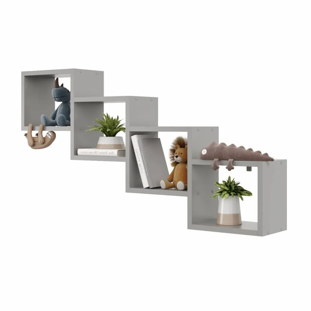Półka ALESIA 3 szara wisząca do salonu | MIRAT. w stylu LOFT kolekcja