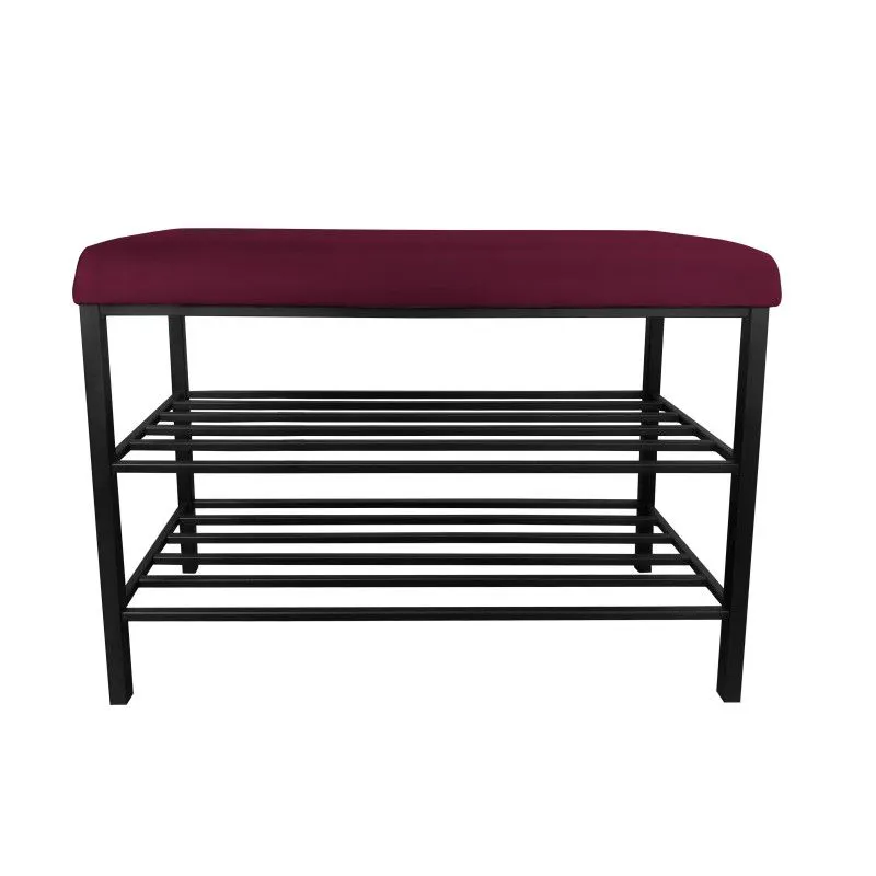 Stojak na buty z siedziskiem GAJA MG02 czarny/śliwkowy metalowy I sklep meblowy MIRAT. styl LOFT