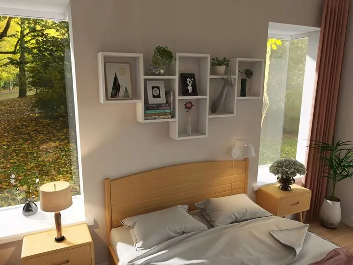 Półka ALESIA 9 orzech wisząca do salonu | MIRAT. styl LOFT