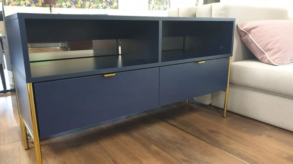 Szafka RTV POLKA granatowa z szufladami | MIRAT. styl GLAMOUR kolekcja POLKA