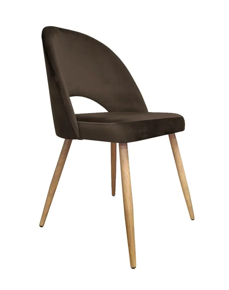 Krzesło ISKAR 2 VELVET brązowe/dąb kubełkowe na metalowych nogach | MIRAT. w stylu GLAMOUR kolekcja