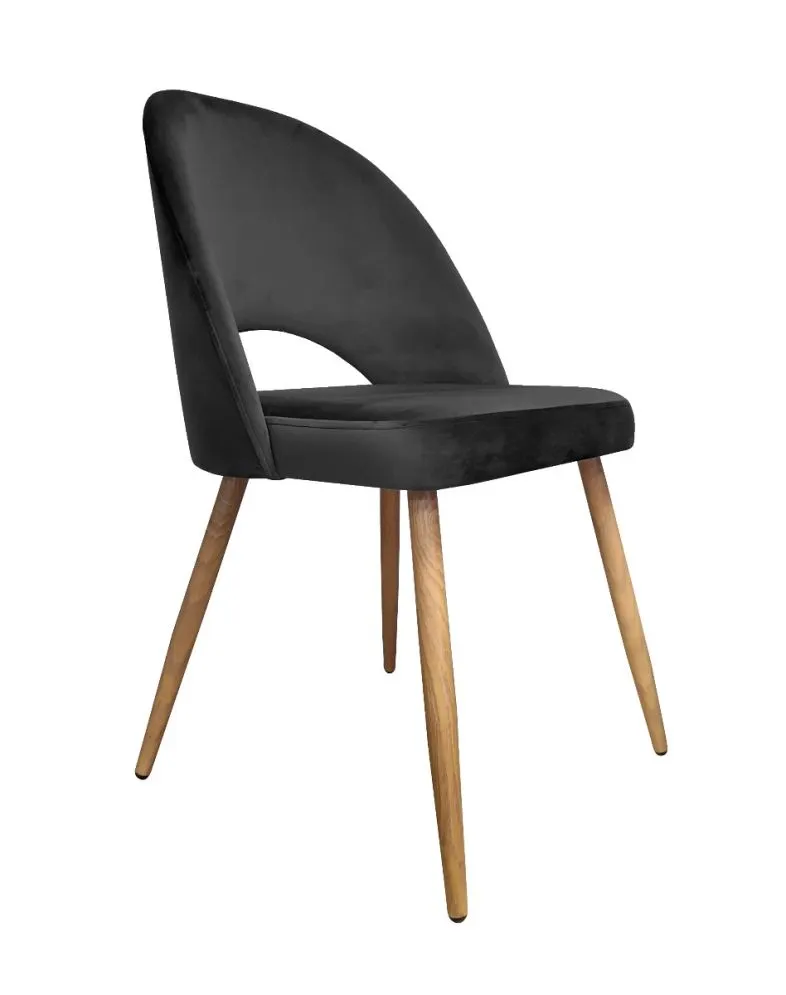 Krzesło ISKAR 2 VELVET czarne/dąb tapicerowane do salonu | MIRAT. w stylu GLAMOUR kolekcja