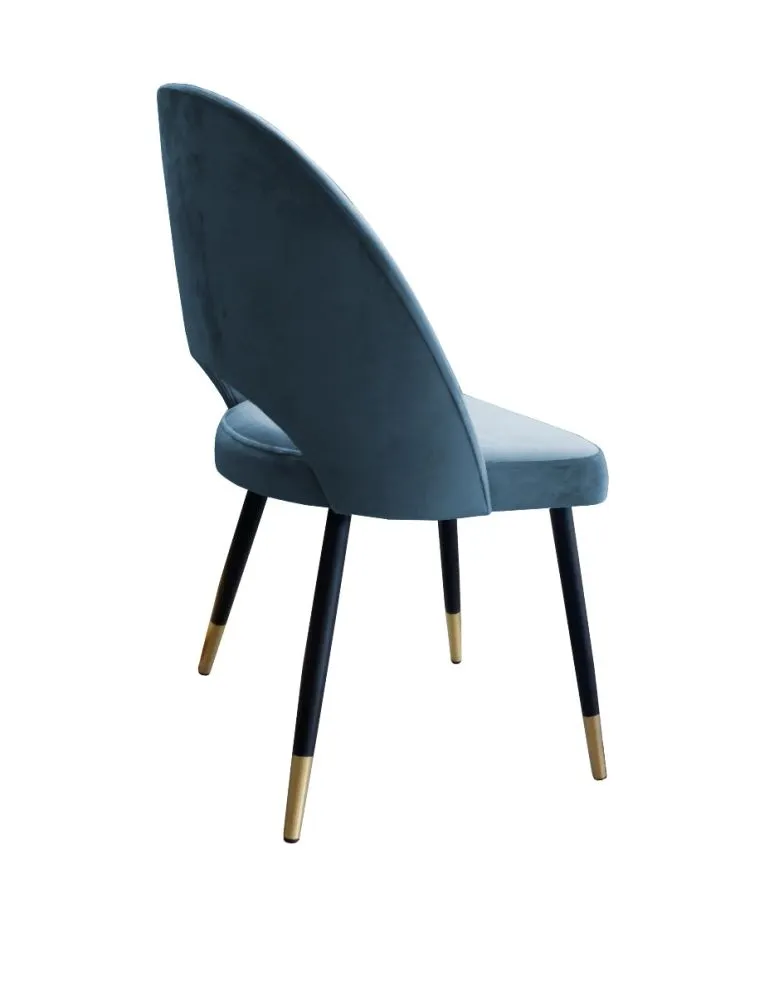 Krzesło ISKAR BL VELVET GOLD szare z czarnymi nogami | MIRAT. styl GLAMOUR