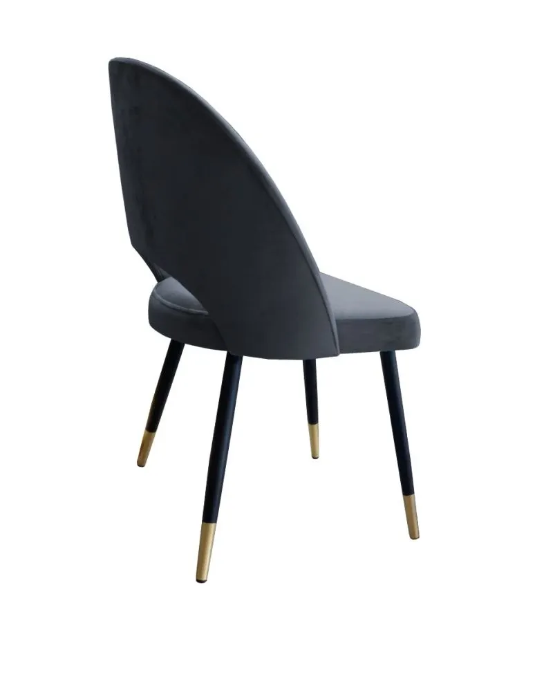 Zestaw krzeseł ISKAR BL VELVET GOLD 2 szt ciemno szare kubełkowe na czarnych nogach | MIRAT. w stylu GLAMOUR kolekcja