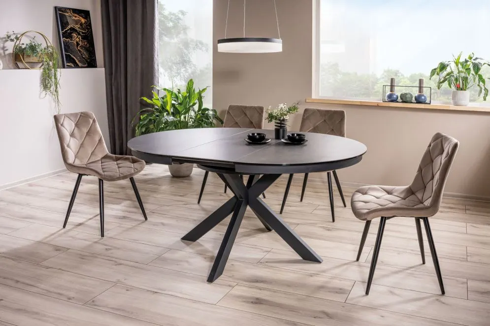 Stół PORTO CERAMIC 120(160)x120 szary/czarny I sklep meblowy MIRAT. styl GLAMOUR