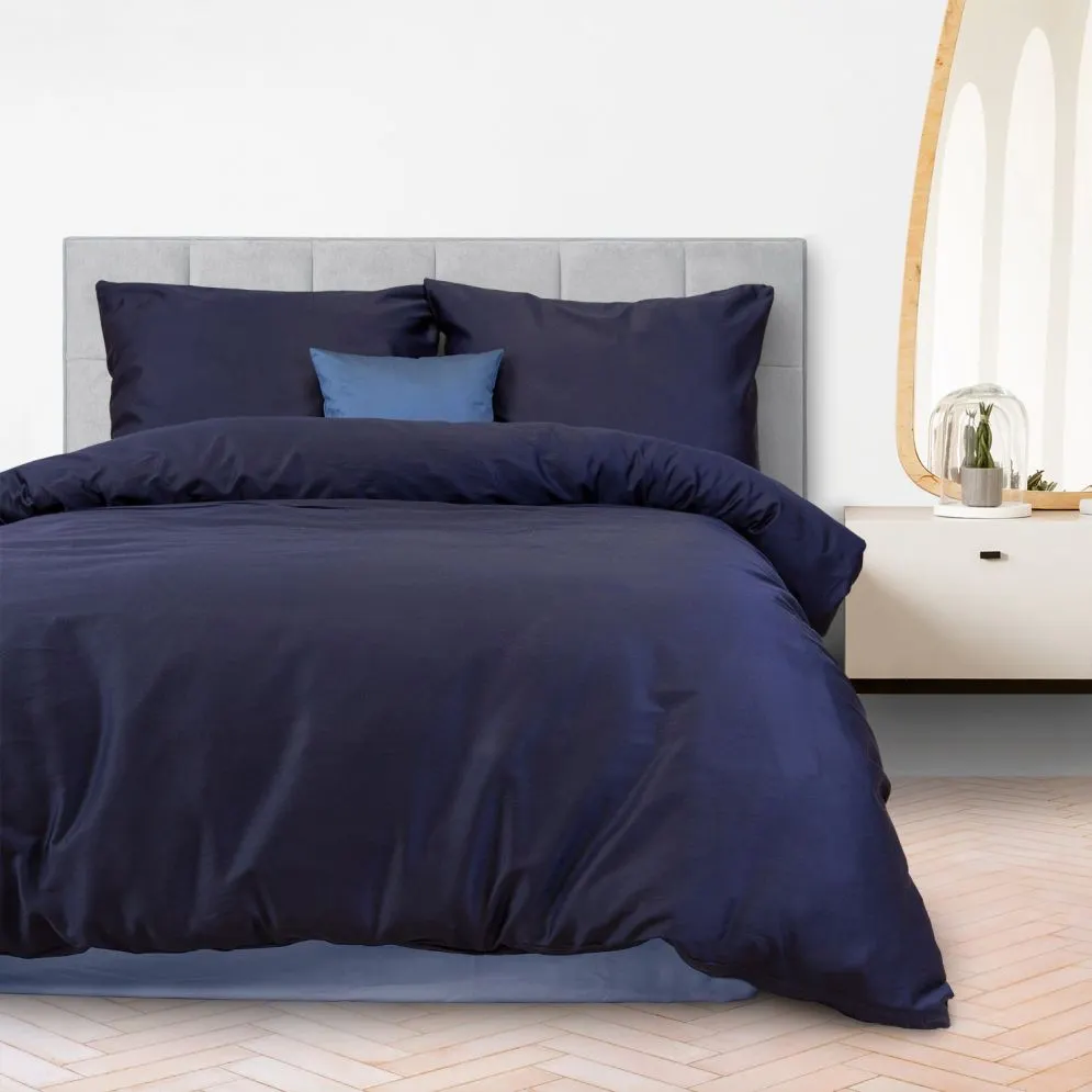 Pościel satyna bawełniana ciemny granat 026/220x200  | MIRAT.