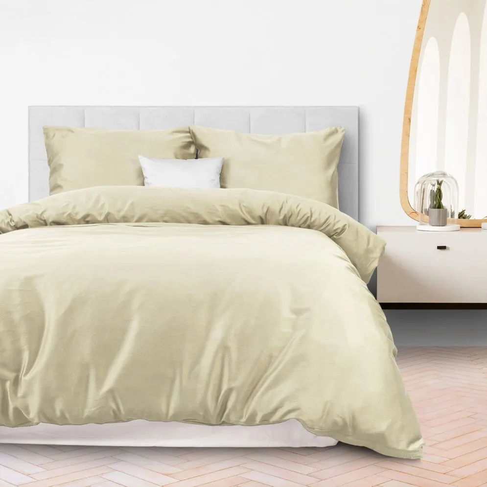 Pościel satyna bawełniana krem 155/160x200  | MIRAT.