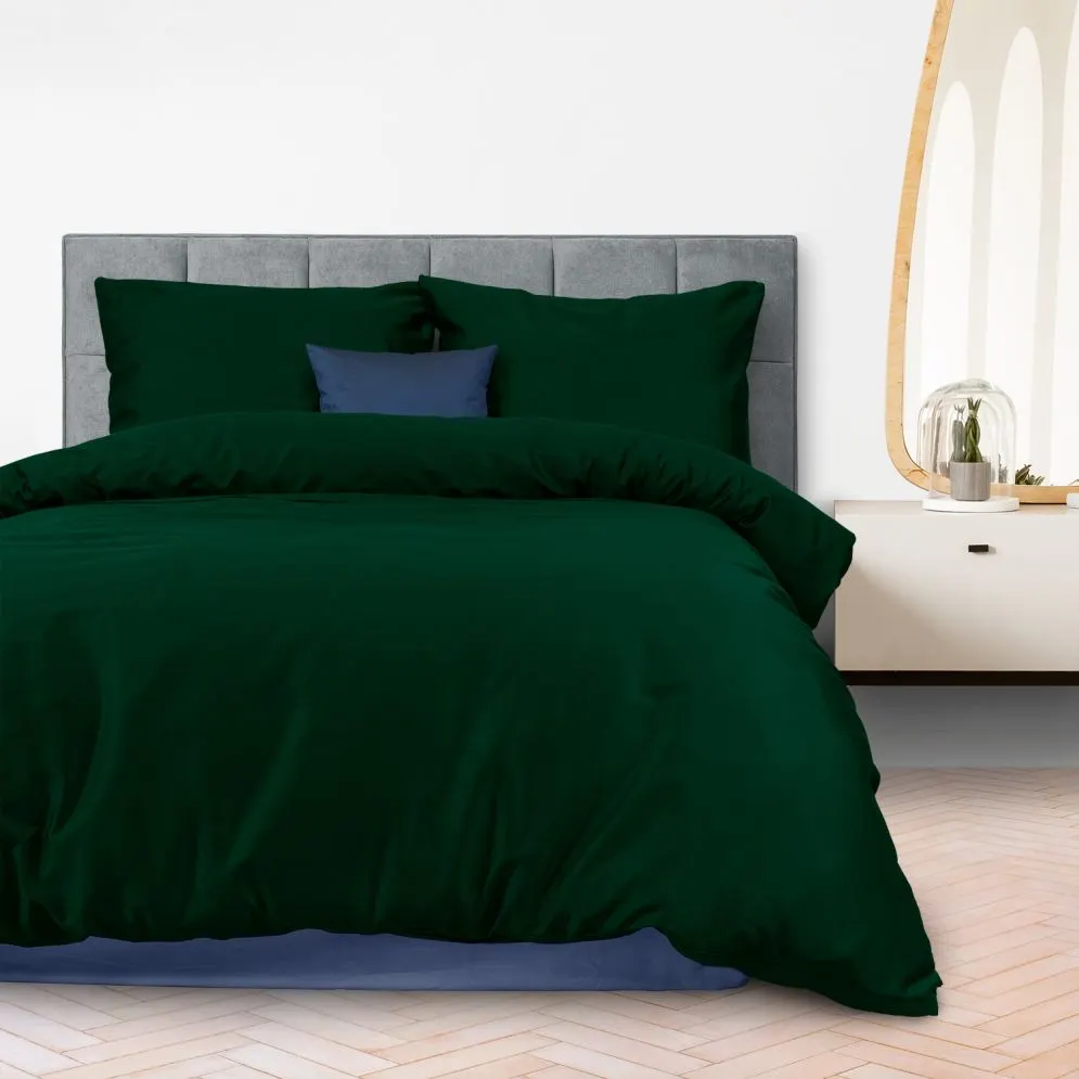 Komplet pościeli satyna bawełniana zieleń butelkowa 036/220x200 | MIRAT.
