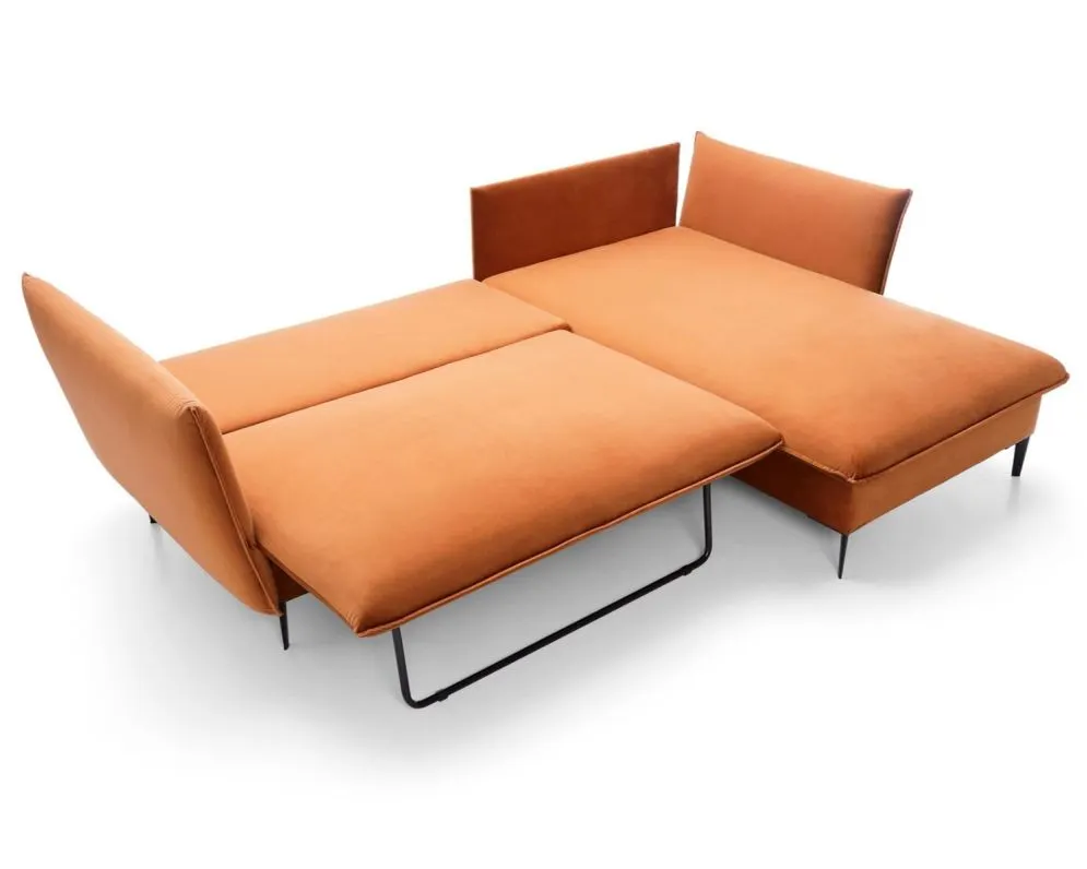 Narożnik z funkcją spania BOSS pomarańczowy z poduszkami I sklep meblowy MIRAT.