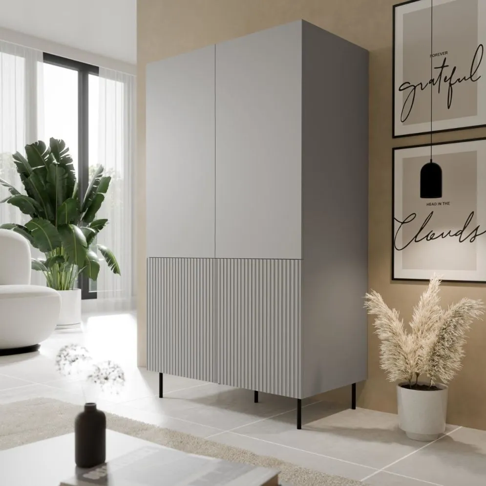 Szafa ASENSIO S-1 jasnoszara dwudrzwiowa I sklep meblowy MIRAT. styl RYFLOWANY kolekcja ASENSIO