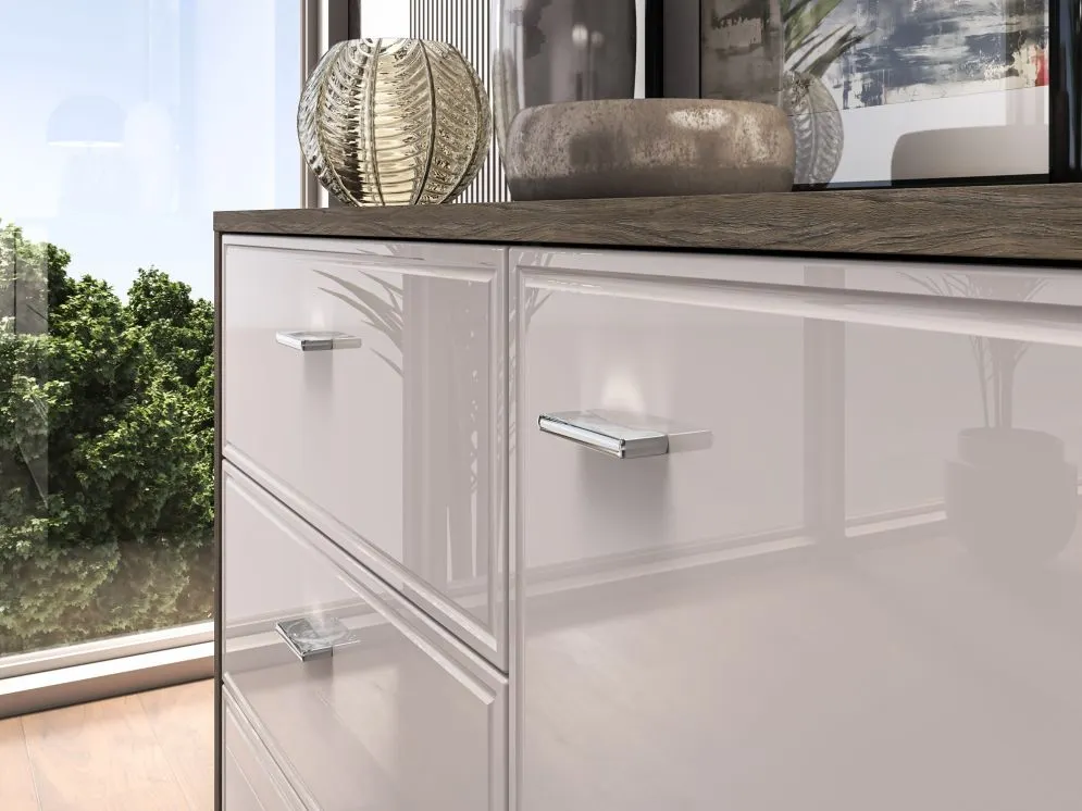 Komoda ALMA 1D3S 117cm dąb windmill/kaszmirowa połysk z szufladami I sklep meblowy MIRAT. kolekcja ALMA