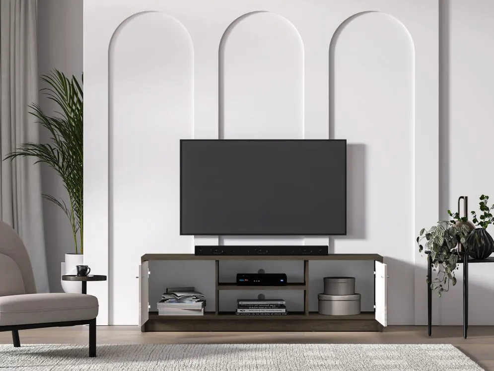 Szafka RTV ALMA 2D 160cm dąbwindmill/kaszmirowa połysk z półką I sklep meblowy MIRAT.  kolekcja ALMA