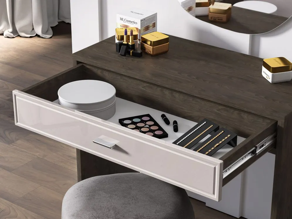 Toaletka ALMA 1S 92cm dąb windmill/kaszmirowa połysk do sypialni I sklep meblowy MIRAT.  kolekcja ALMA