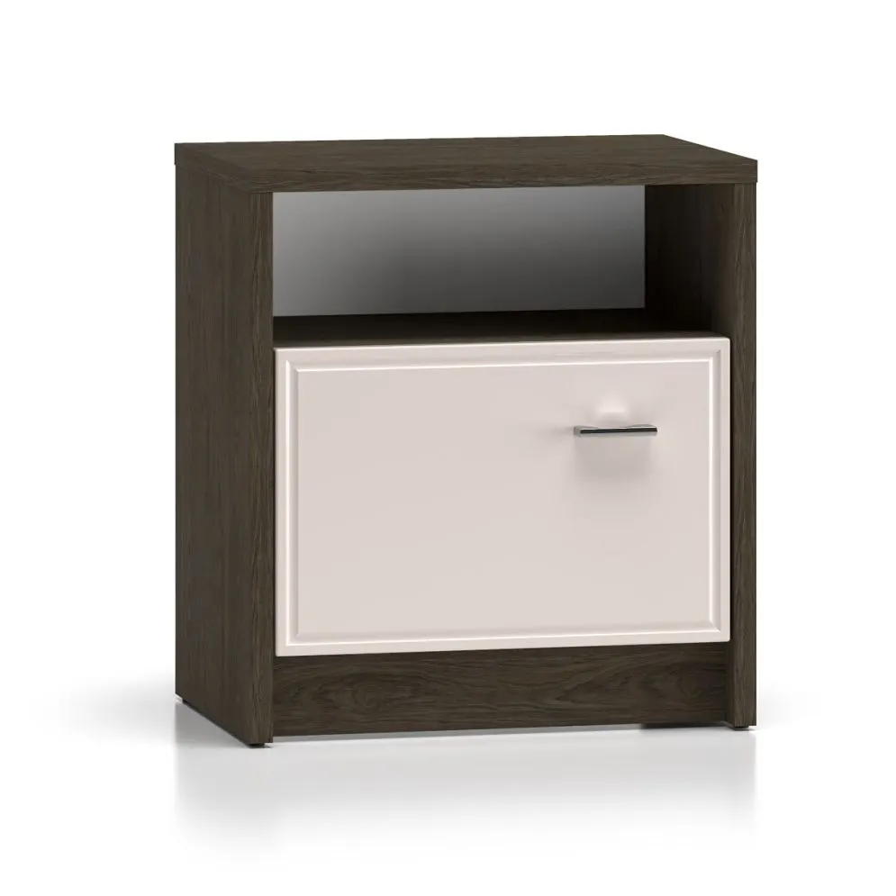 Szafka nocna ALMA 1D dąb windmill/kaszmirowa połysk z półką I sklep meblowy MIRAT. kolekcja ALMA