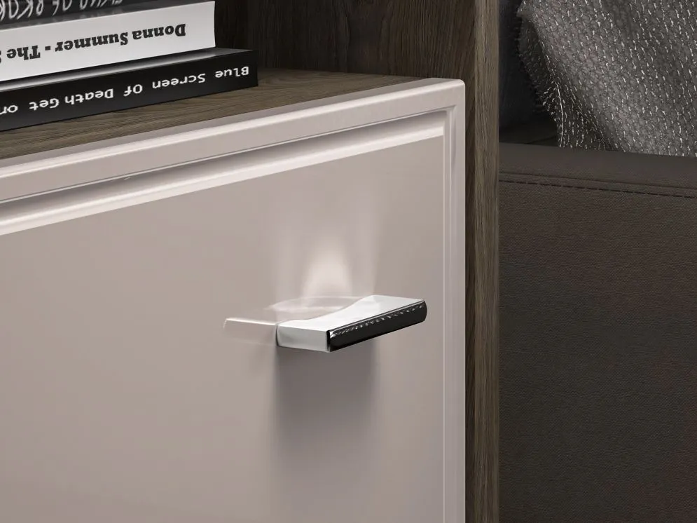 Szafka nocna ALMA 1D dąb windmill/kaszmirowa połysk z półką I sklep meblowy MIRAT. kolekcja ALMA