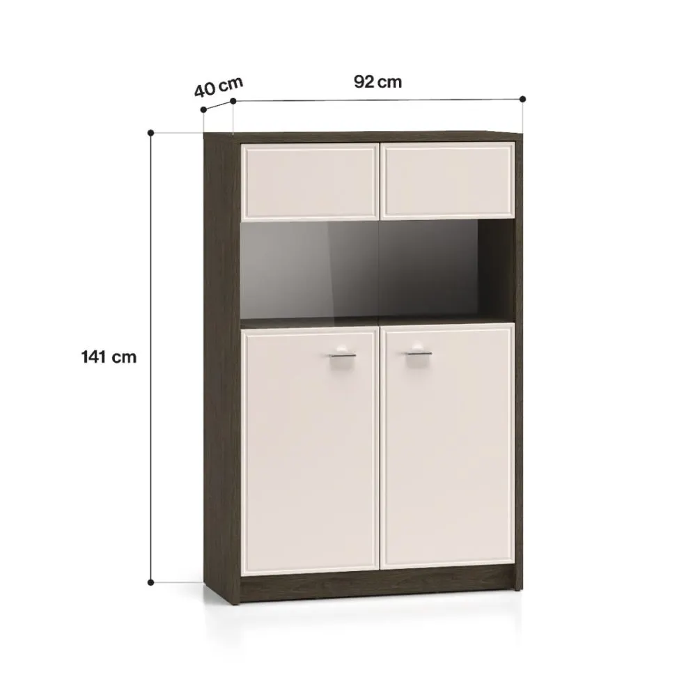 Witryna niska ALMA 2D 92cm dąb windmill/kaszmirowa połysk do salonu I sklep meblowy MIRAT.  kolekcja ALMA