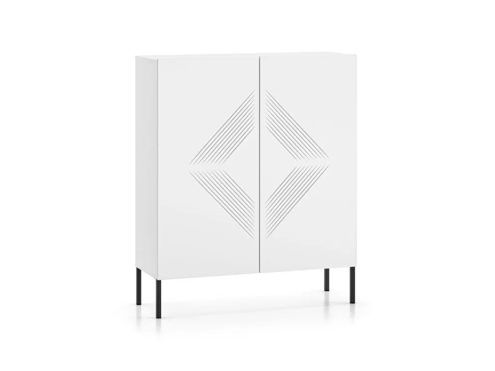 Komoda wysoka KLARA 2D biały mat z metalowymi nogami I sklep meblowy MIRAT. styl GLAMOUR