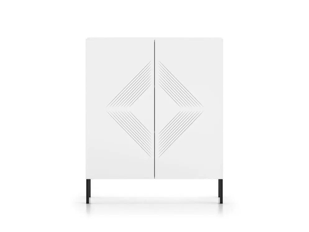 Komoda wysoka KLARA 2D biały mat z metalowymi nogami I sklep meblowy MIRAT. styl GLAMOUR