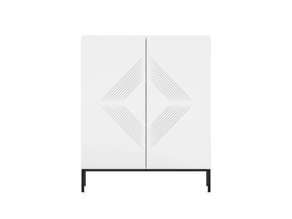 Komoda wysoka KLARA 2D biały mat podstawa z cichym domykiem I sklep meblowy MIRAT. styl GLAMOUR