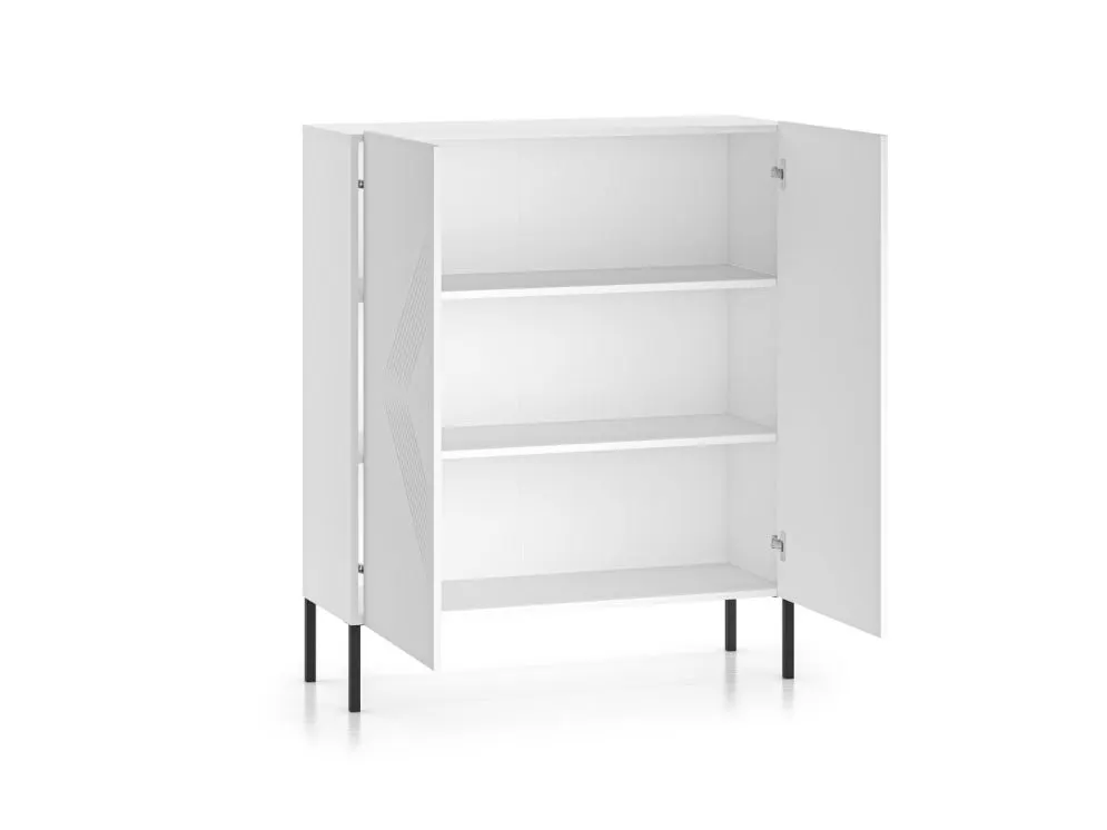 Komoda wysoka KLARA 2D biały mat z metalowymi nogami I sklep meblowy MIRAT. styl GLAMOUR