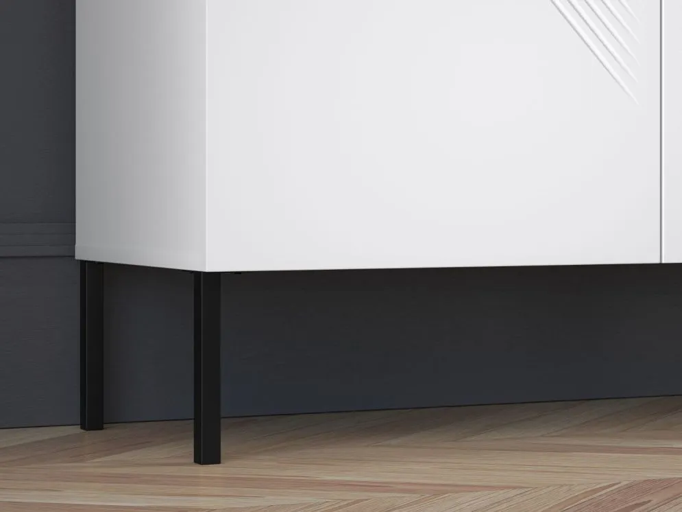 Komoda wysoka KLARA 2D biały mat z metalowymi nogami I sklep meblowy MIRAT. styl GLAMOUR