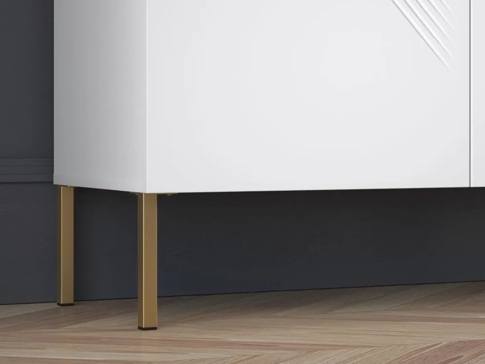 Komoda wysoka KLARA 2D biały mat z metalowymi nogami I sklep meblowy MIRAT. styl GLAMOUR