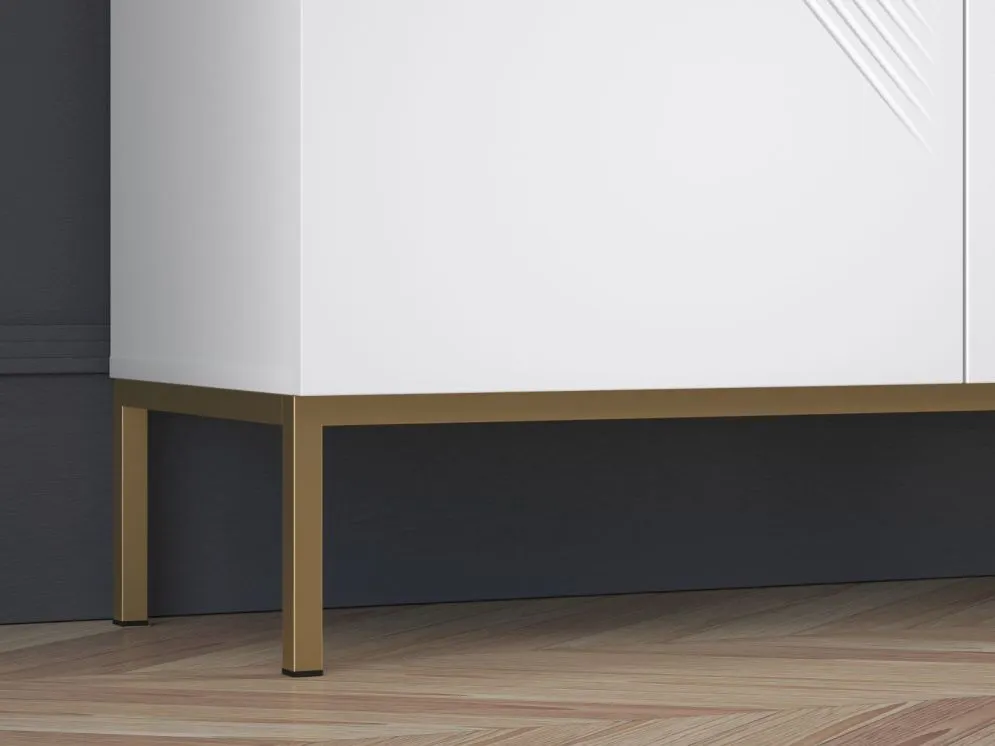 Komoda wysoka KLARA 2D biały mat podstawa z cichym domykiem I sklep meblowy MIRAT. styl GLAMOUR