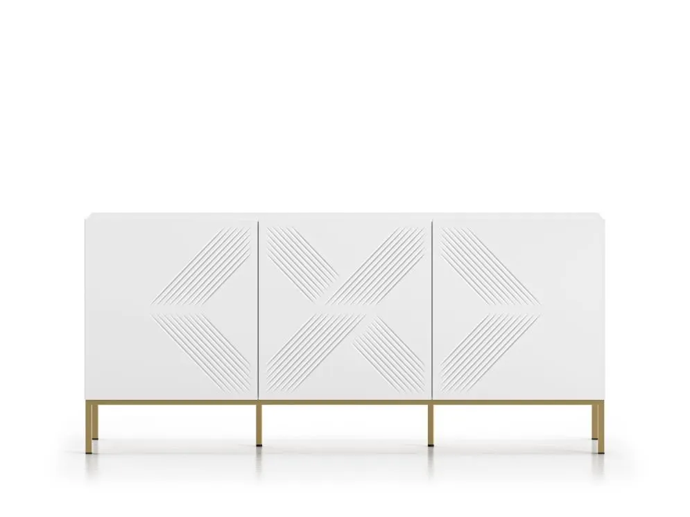 Komoda KLARA 3D biały mat z podstawą w stylu glamour I sklep meblowy MIRAT. styl GLAMOUR