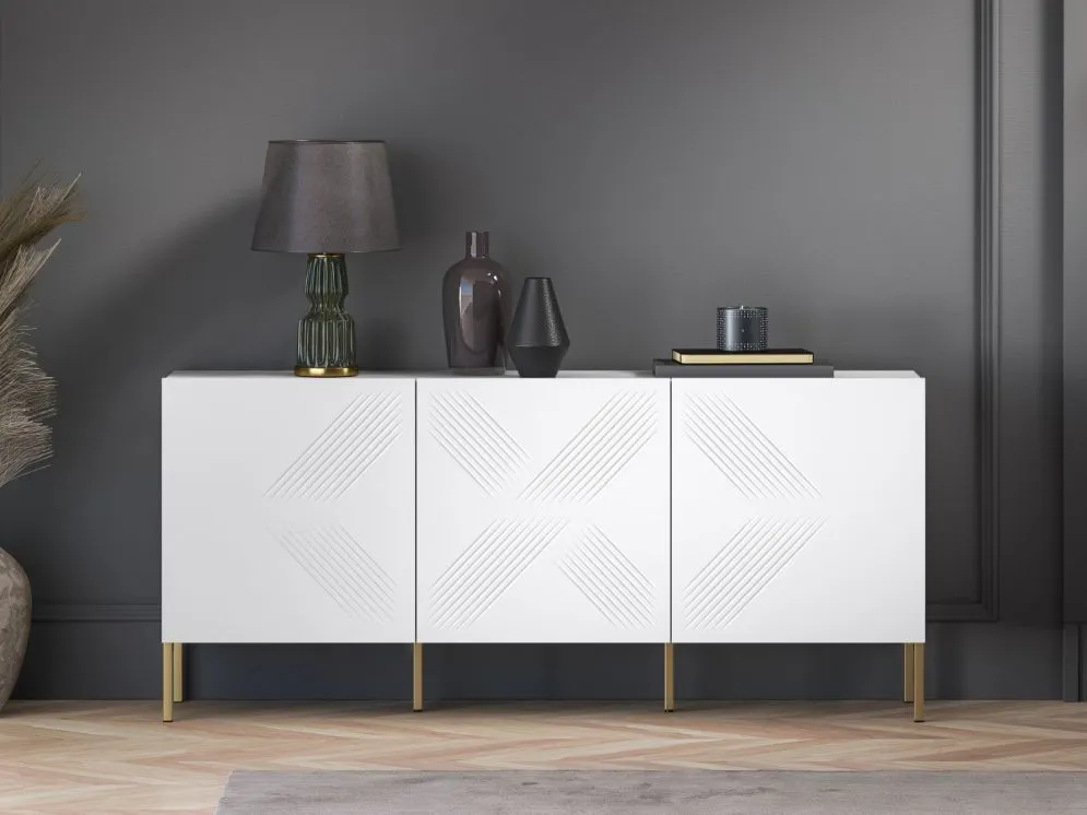 Komoda KLARA 3D biały mat do nowoczesnego salonu I sklep meblowy MIRAT. styl GLAMOUR