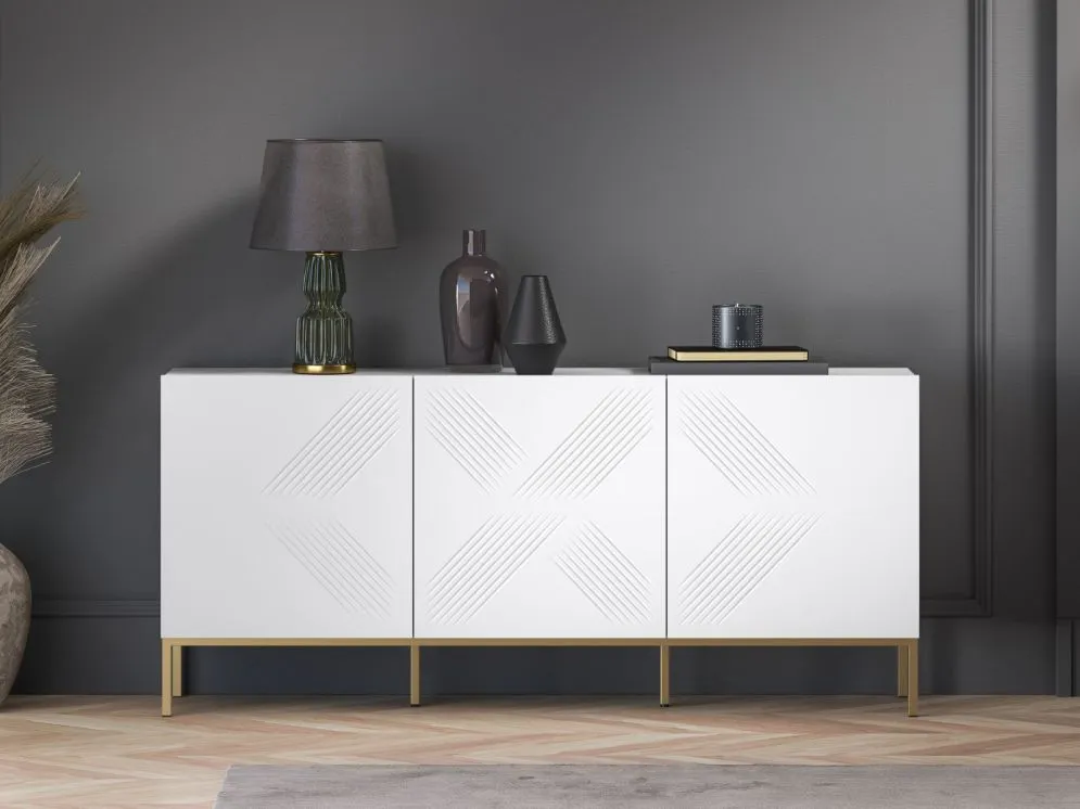 Komoda KLARA 3D biały mat z podstawą w stylu glamour I sklep meblowy MIRAT. styl GLAMOUR