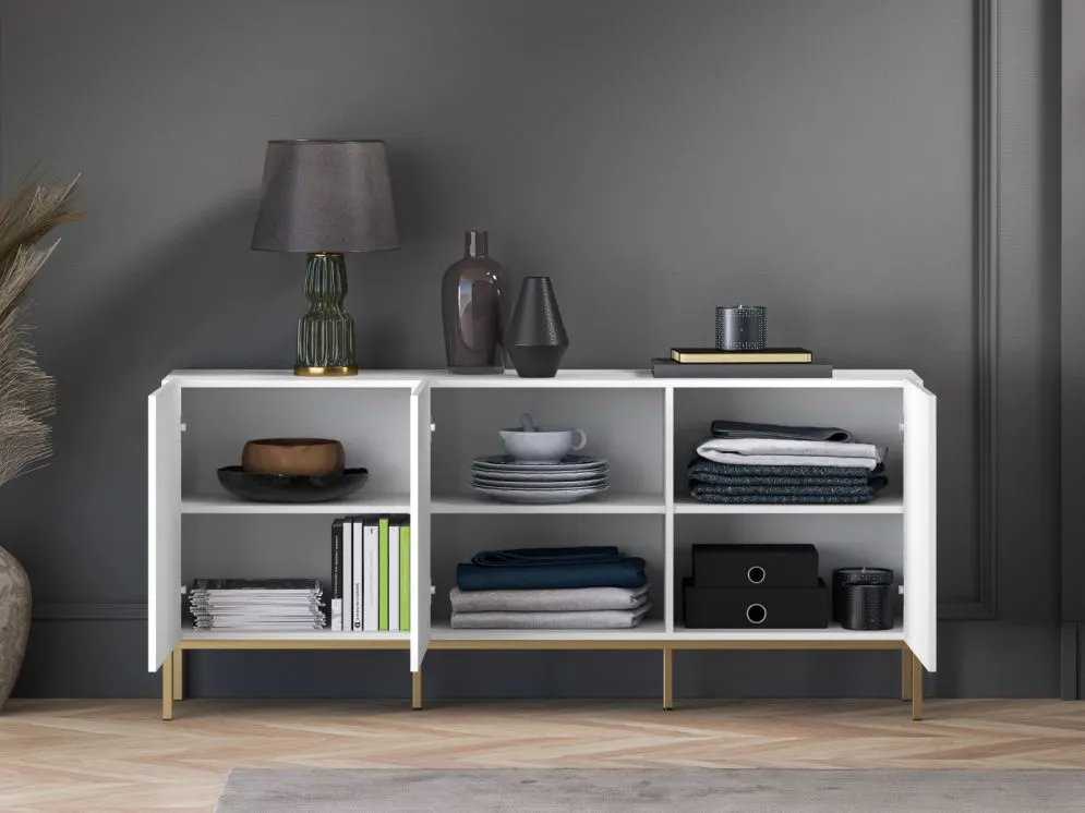 Komoda KLARA 3D biały mat z podstawą w stylu glamour I sklep meblowy MIRAT. styl GLAMOUR